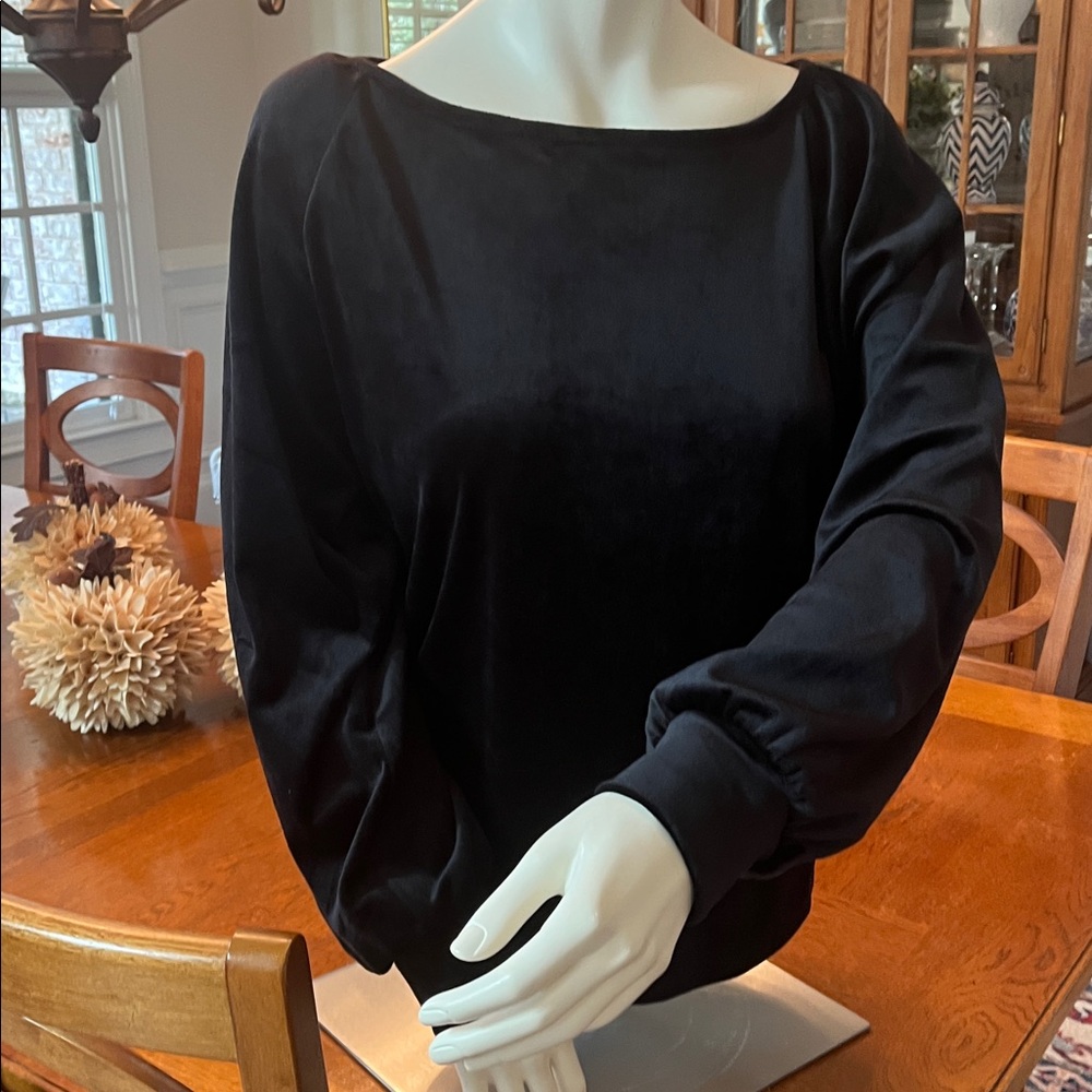 LOFT Black Velvet Top